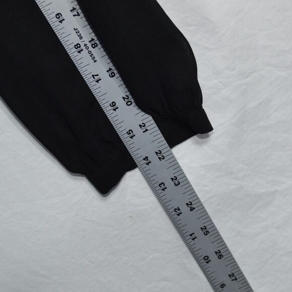 Express Black Sheer Long Sleeve V Neck Dress Size Large - Picture 9 of 11